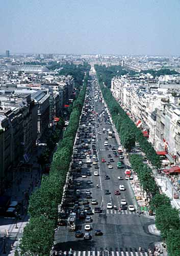 Paris photos -Champs Elyses as seen from the Arc de Triomphe