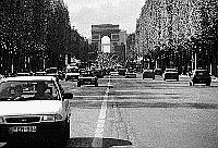 Paris black and white photos - Champs Elyses as seen from the Place de la Concorde